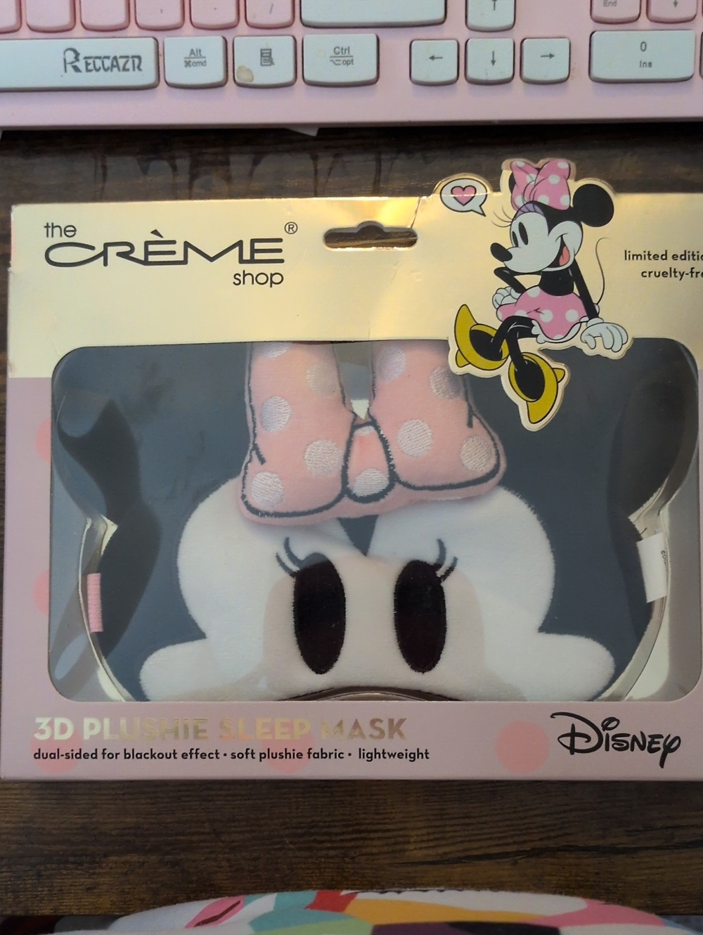 Disney x The Crème Shop Minnie Mouse Pink 3D Plush Sleep Mask
